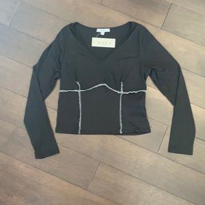 Gaze Black fitted long sleeve top size medium